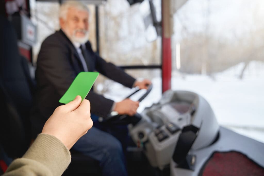 A man about to board a bus