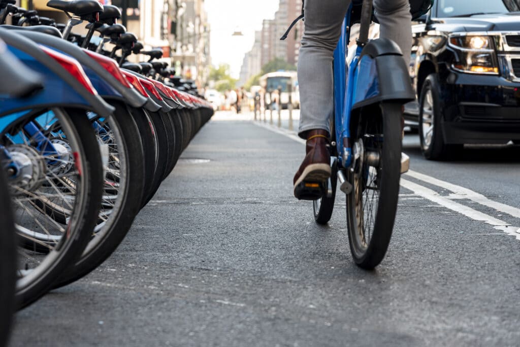 A man riding a bicycle